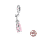 Champagne S925 sterling silver pendant bead with drip oil finish, 2.3cm height, 0.45cm aperture