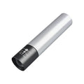 Black and silver aluminium red light therapy mosquito repellent lamp with USB charging port.