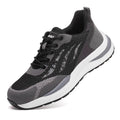 Men's black grey insulated safety shoes with plastic toe cap and lace-up front