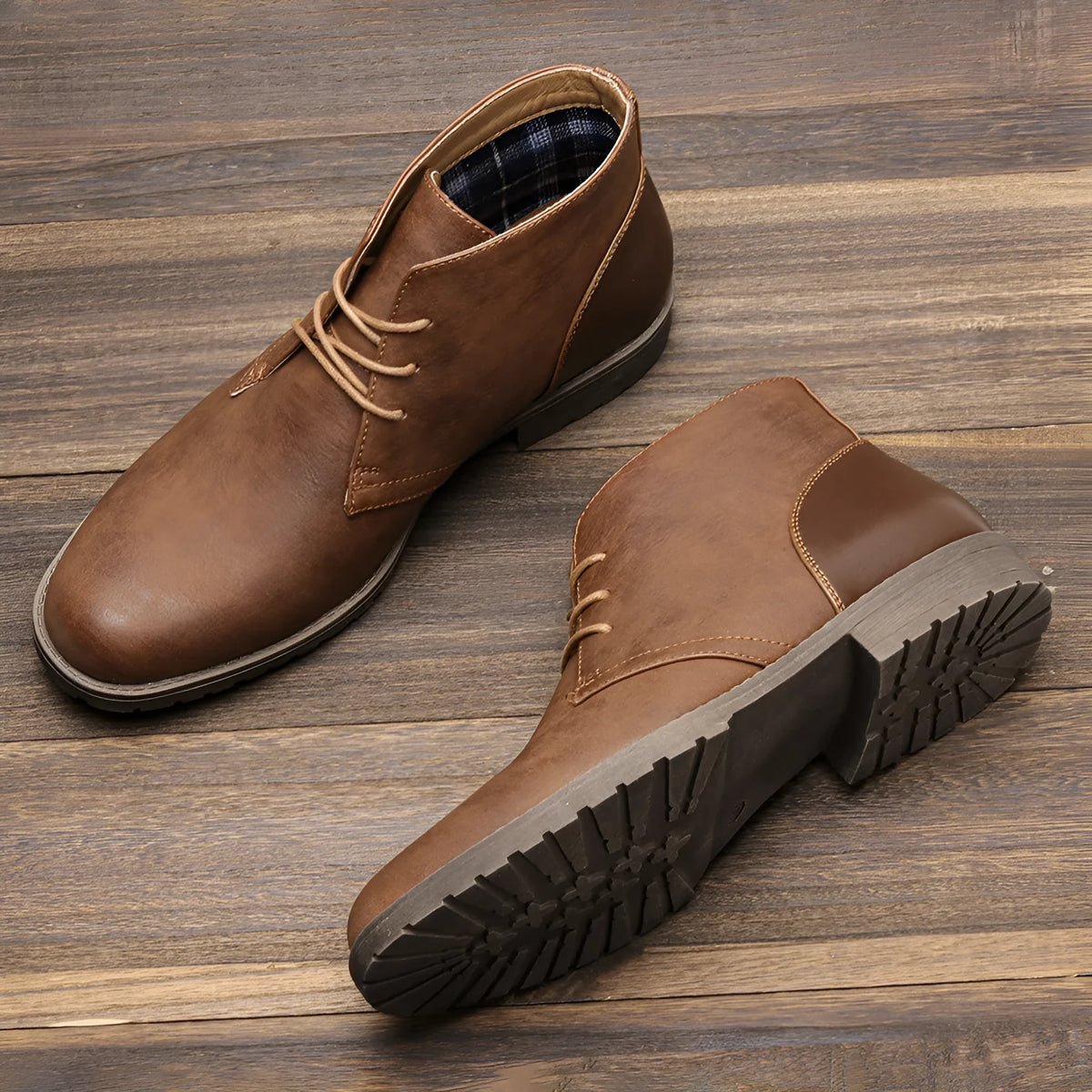 Men's retro style work boots with PU upper in colour KD785, shown in sizes 39-48