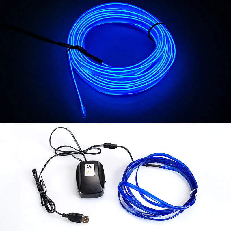 USB voice-activated EL ambient light in multiple colours for car dashboard