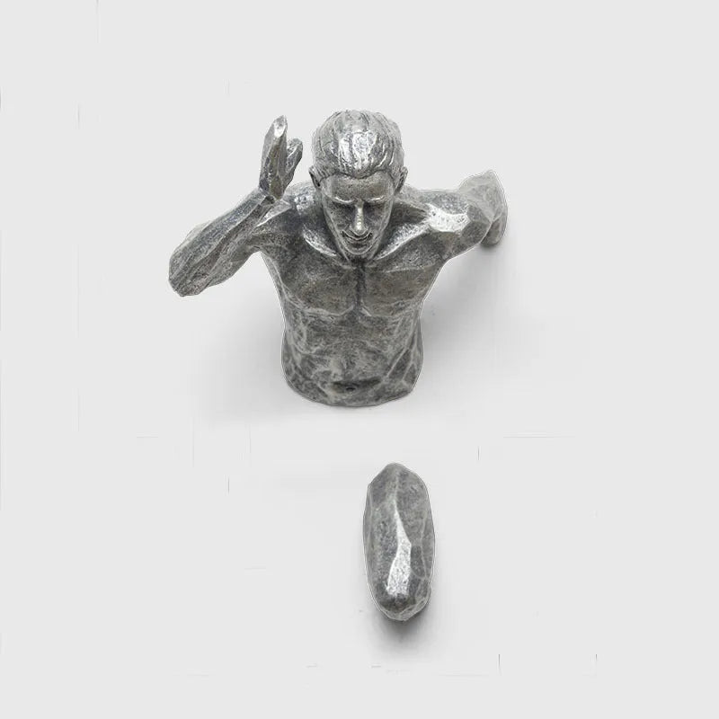 Resin character wall hanging decoration in modern simple style, available in multiple colour options like copper gold silver.