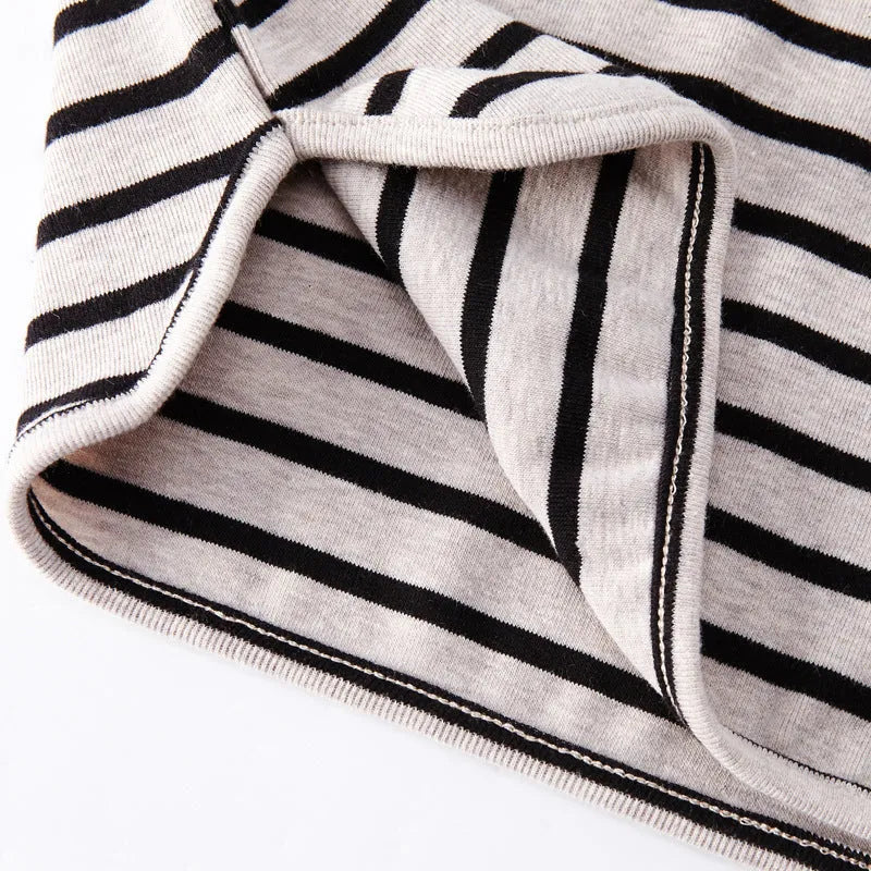 Striped cotton long sleeve t-shirt for baby girls in black or red colours with size options from 80 to 104