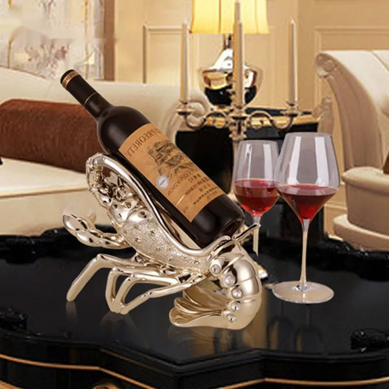 Lobster shaped wine rack ornament in rose gold or silver resin decorative piece