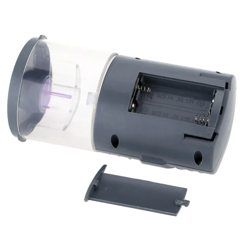 Intelligent timing fish feeder with bucket lid, bracket and two screws for aquarium edge mounting