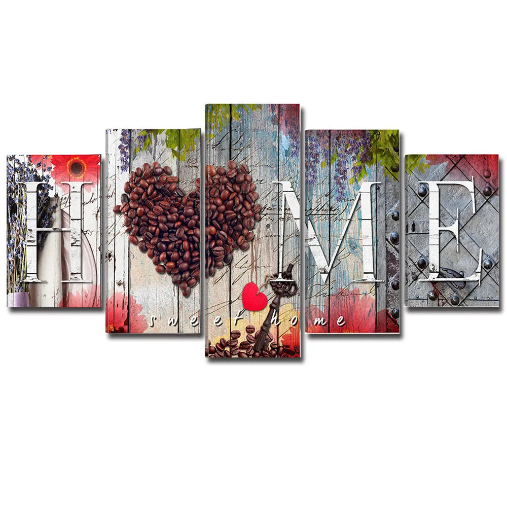 Red oil painting decoration board set showing multiple unframed canvas panels in varying sizes