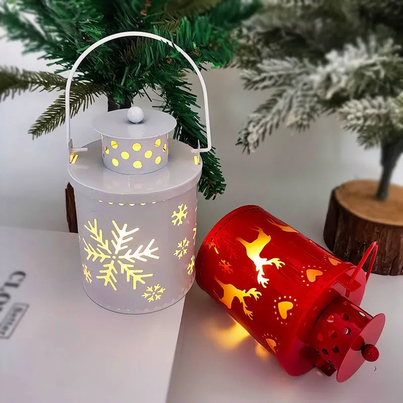 Wrought iron Christmas candle light with LED flickering flame in Nordic style design