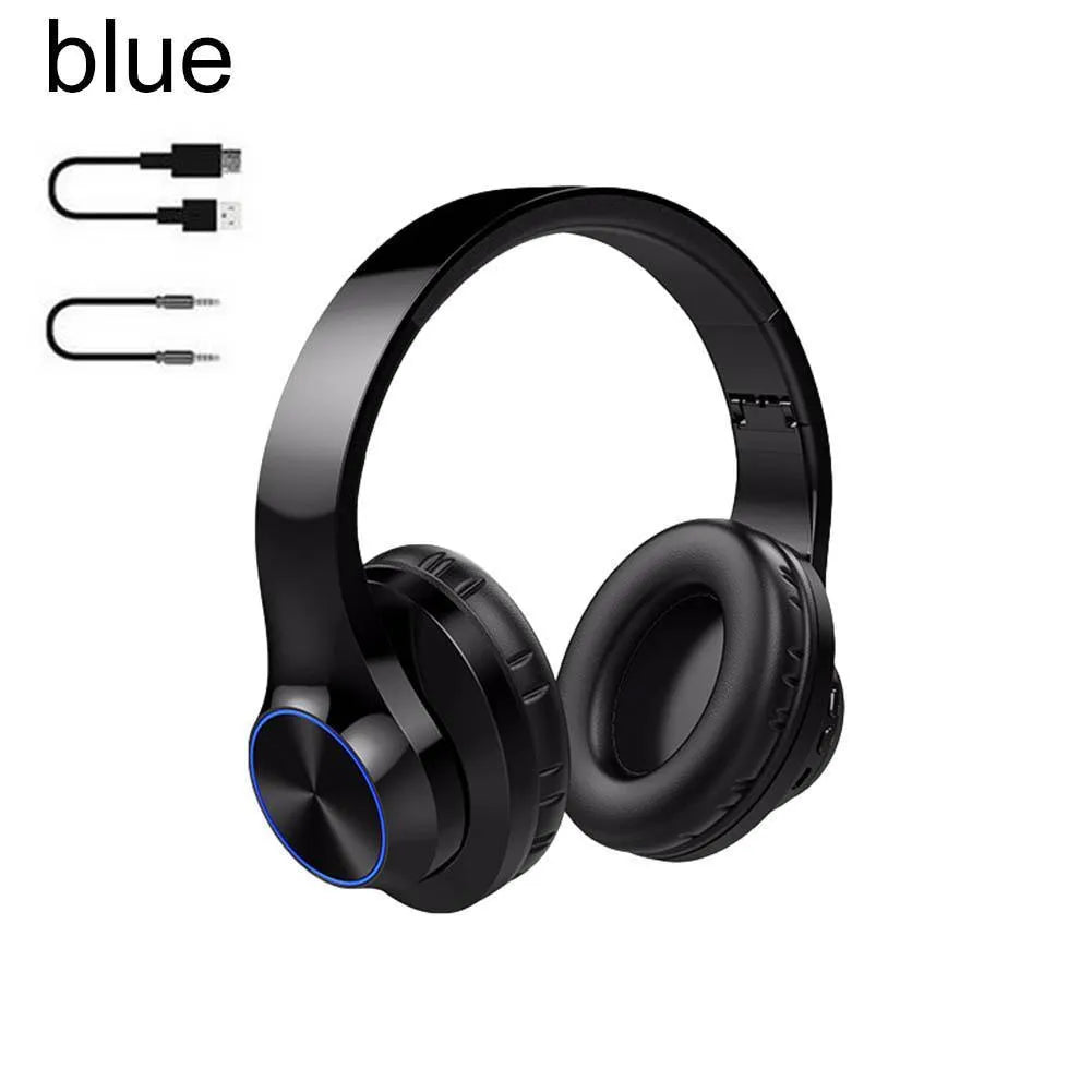 A11 wireless bluetooth stereo headset in blue and white colours, shown in head-mounted design.