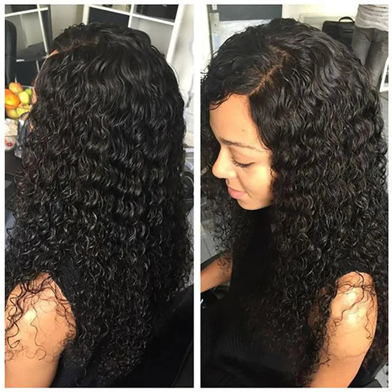 Corn perm long black wig with medium-long pyrofilament hair and long bangs
