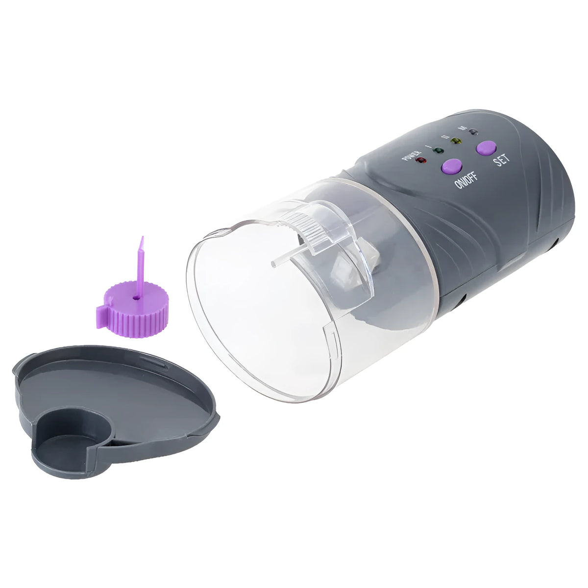 Intelligent timing fish feeder with bucket lid, bracket and two screws for aquarium edge mounting