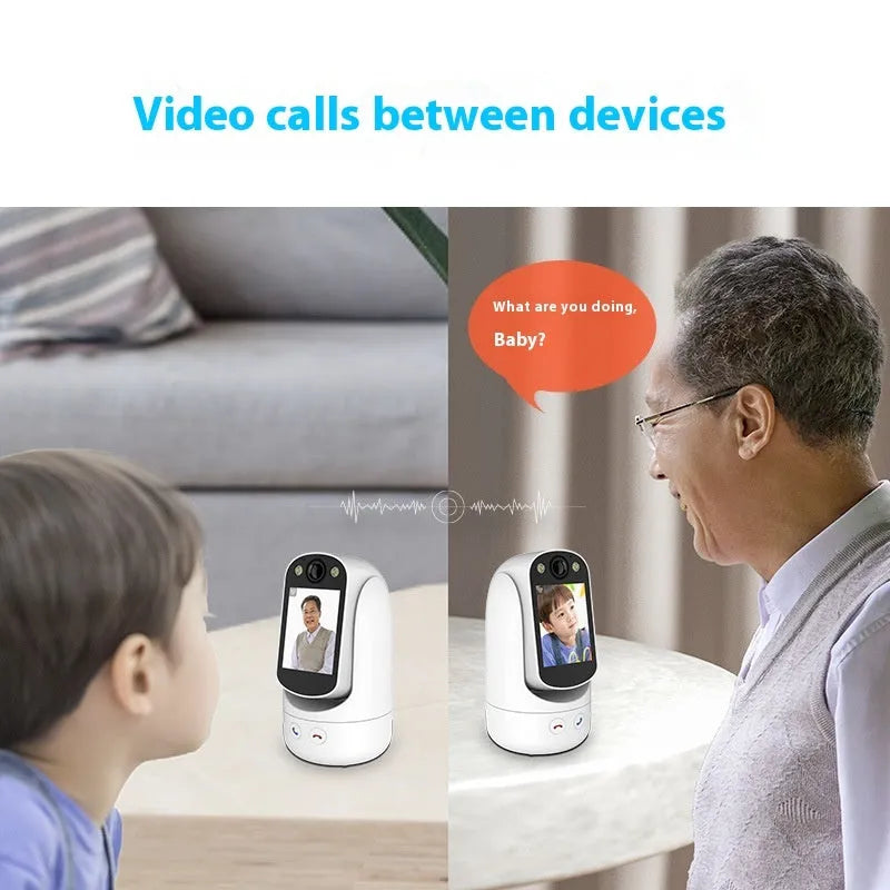 White C20 surveillance camera with 2.8-inch screen and wide-angle lens for indoor monitoring