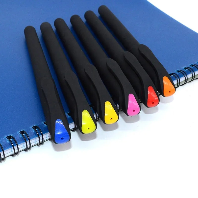 Plastic gel pen 14cm long with black ink in pack of 10 random colours