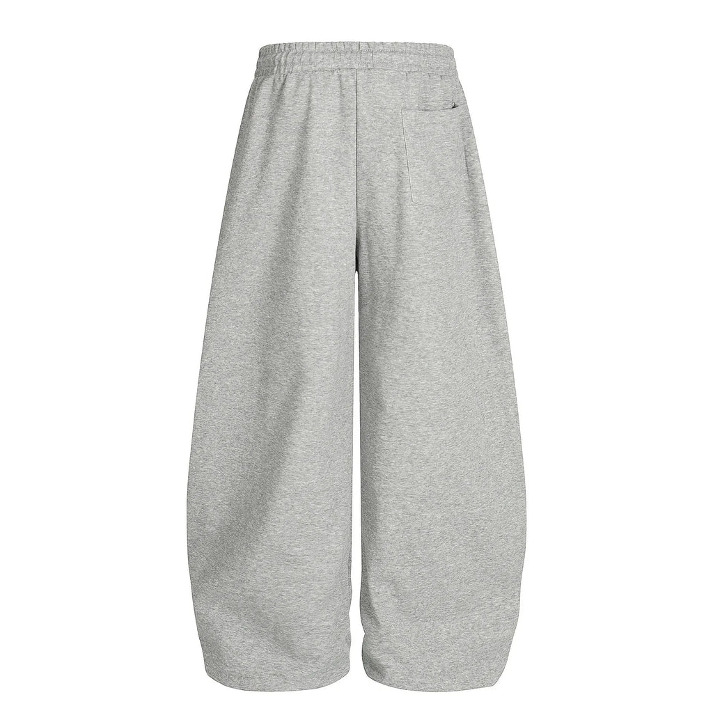 Men's loose casual pants with letter pattern, cotton fabric, mid waist, blue or gray, sizes S-XL