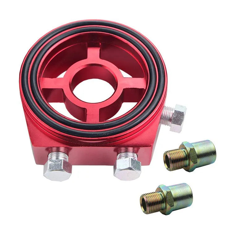 Aluminium alloy oil cake adapter for engine oil cooler, 7.8cm x 8.8m, available in red