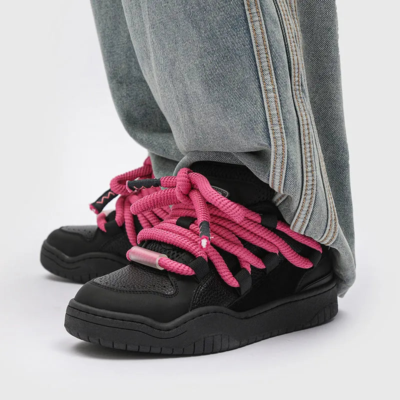 Unisex casual sneakers with thick rubber soles and breathable mesh lining in denim blue colour
