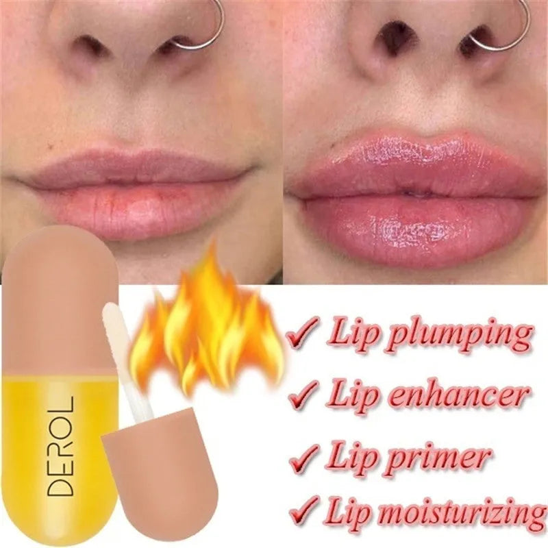 Lip care serum in a 5.5cm slim bottle with non-sticky hydrating formula for fuller lips