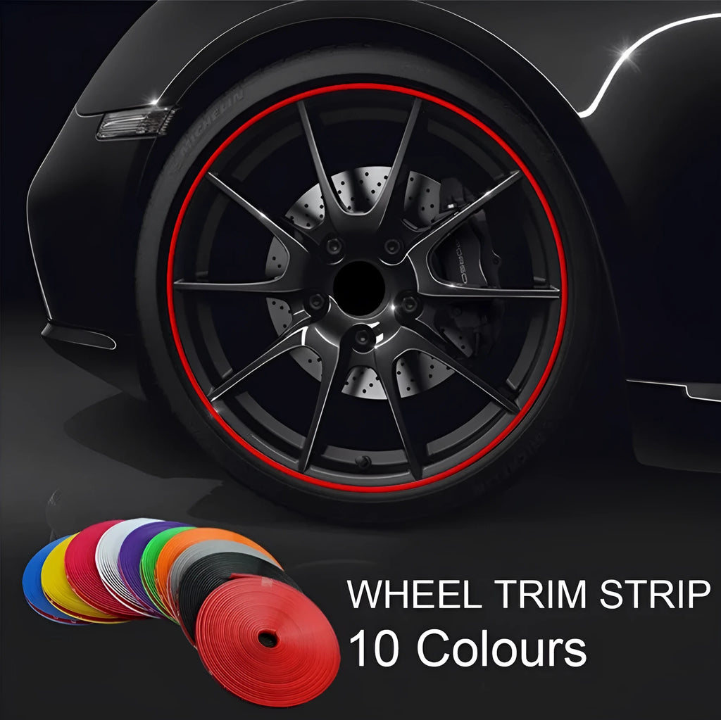 8m PET wheel rim protector strips in ten colours with 3M adhesive tape for alloy rims up to 22 inches