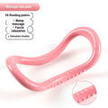 Yoga four piece set showing leg stretching device, yoga ring, pedal tensioner and figure eight tension rope
