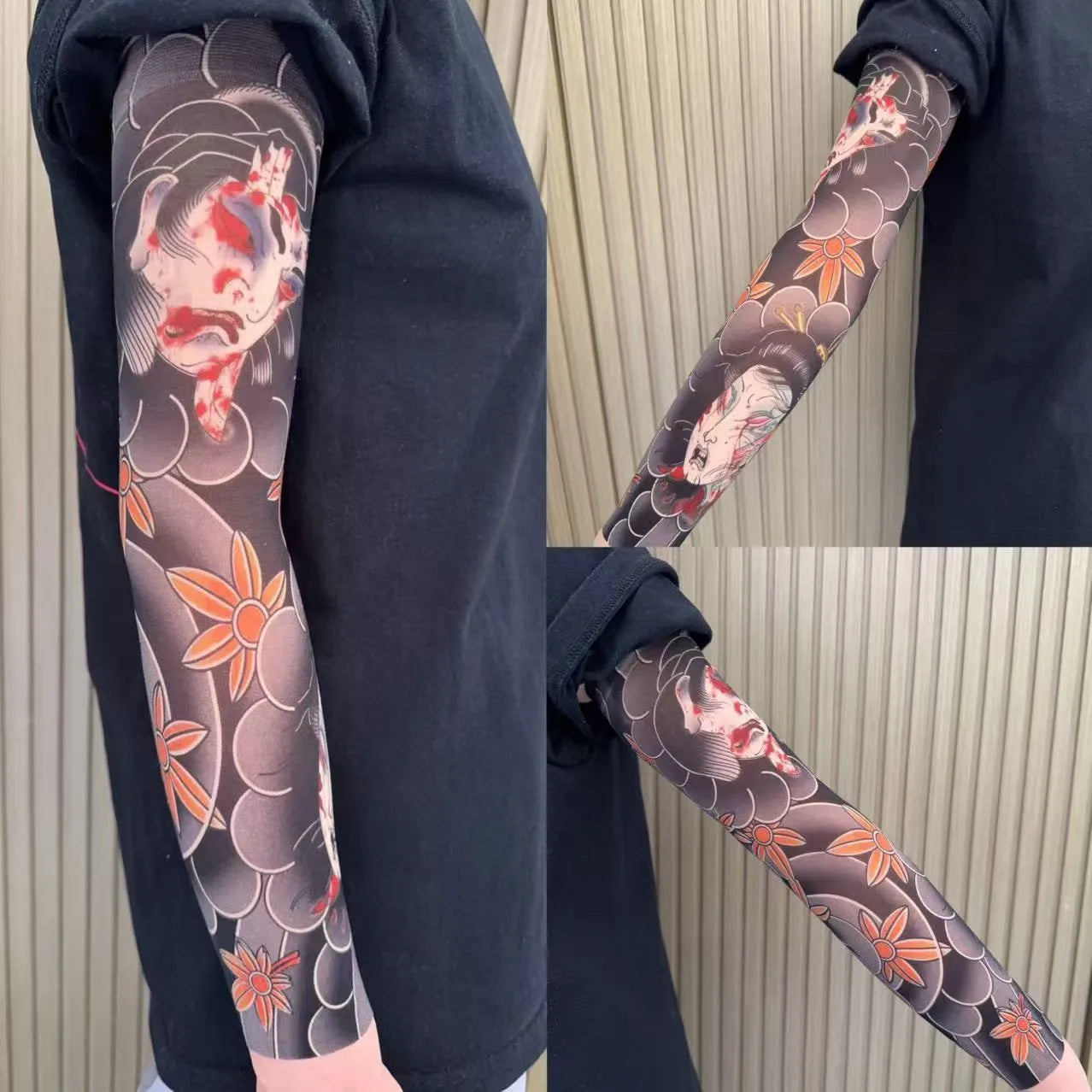 Unisex nylon sun protection ice sleeve with dragon pattern for outdoor sports