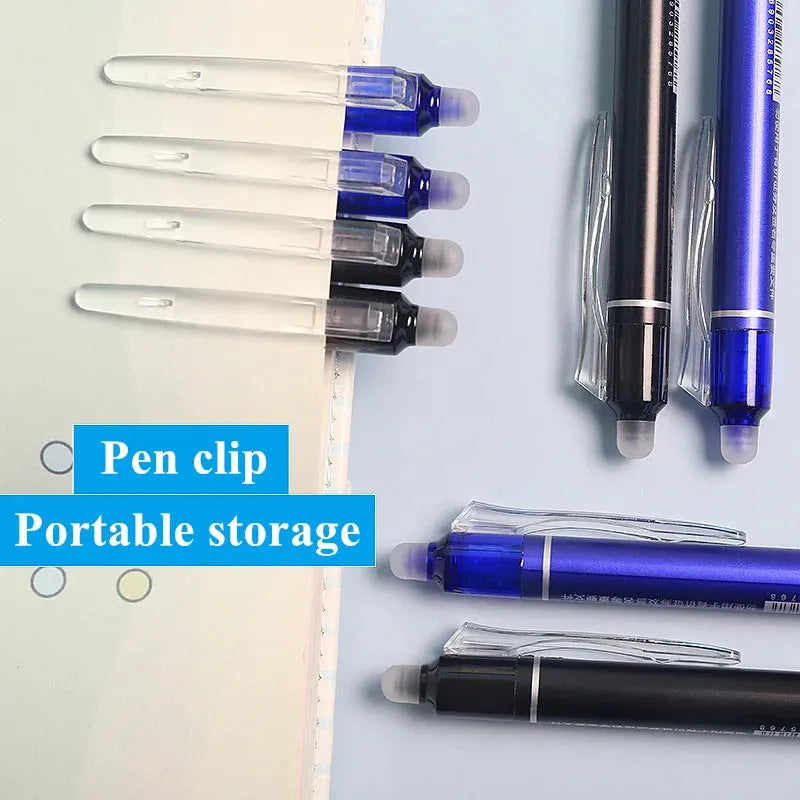 Hot Erasable Push Gel Pen with 0.5mm stainless steel nib in plastic casing.