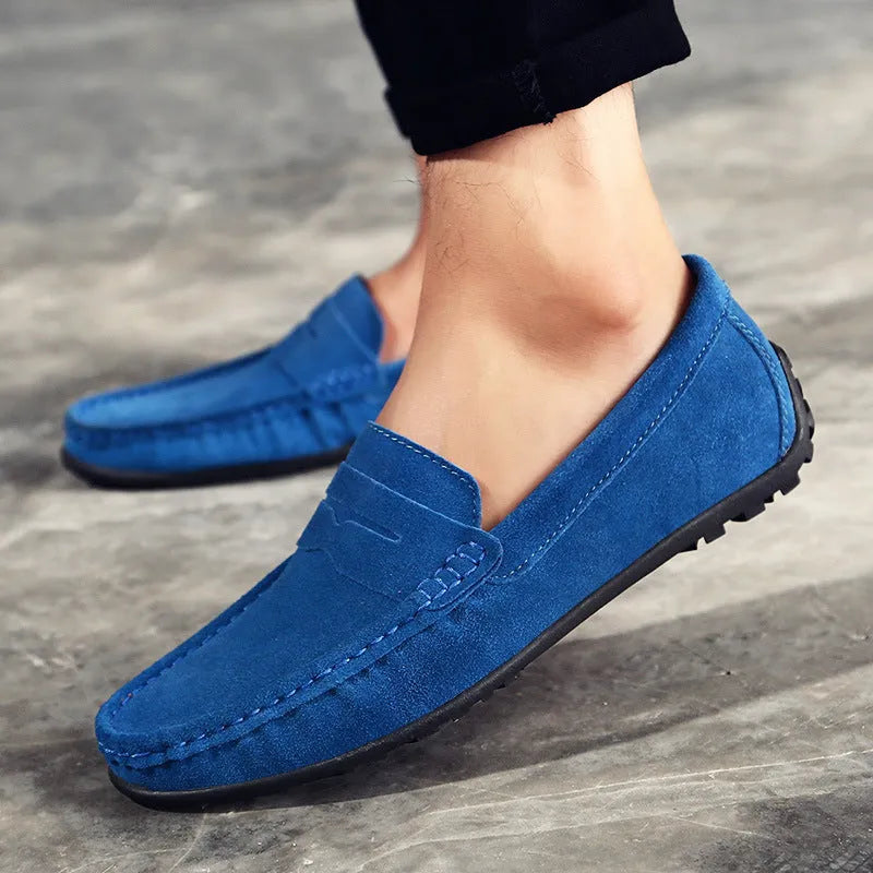 Men's British plus size Tods casual shoes in suede leather with rubber sole and round toe design