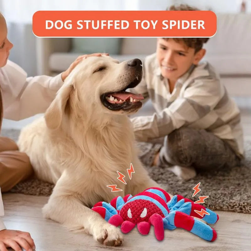 Red plush teddy bear dog toy for medium and large breeds, designed for bite-resistant chewing and teeth cleaning.