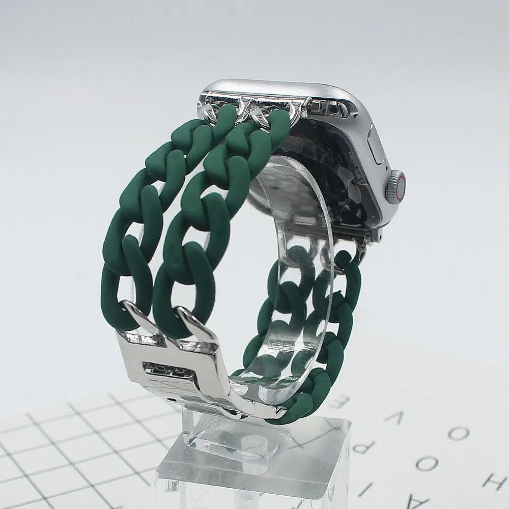 Resin spliced metal strap for Apple Watch 38/40mm and 42/44mm in silver, gold, pink, wine red, dark green