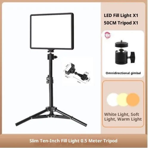 Black 10-inch 24W USB eye-care beauty fill light on desktop with stand for makeup mirror lighting