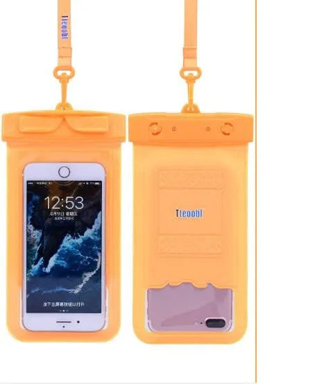 Waterproof PVC bag for mobile phones in multiple colours on a beach