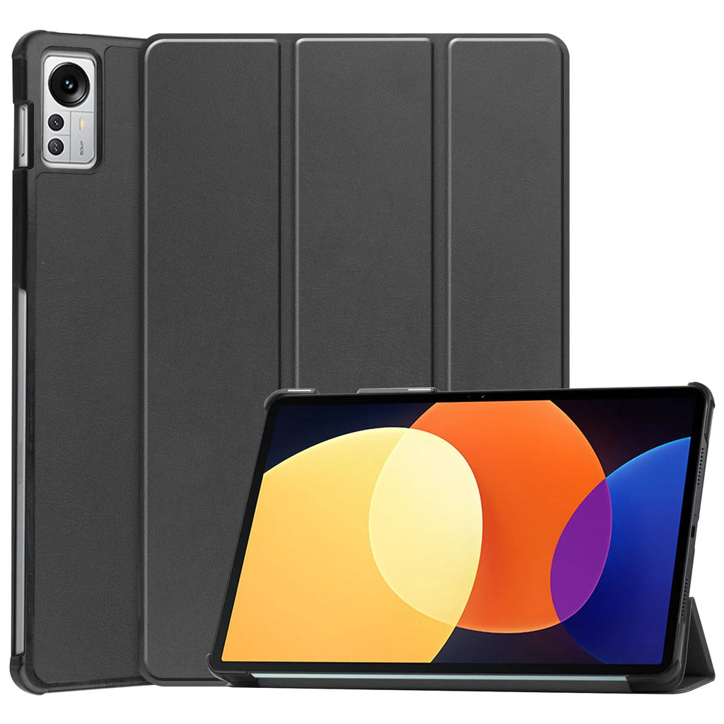 Ultra thin anti drop protective case for Xiaomi Tablet 5 Pro 12.4 in black with tri-fold caster hard shell