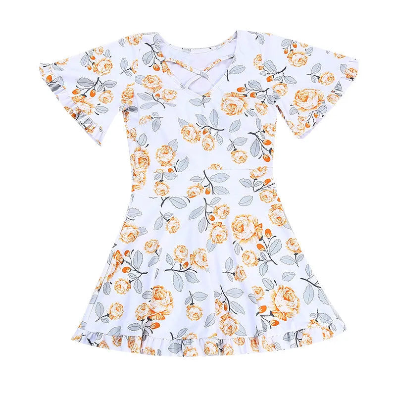 Women's high waist floral print one-piece swimsuit in blue or white pattern
