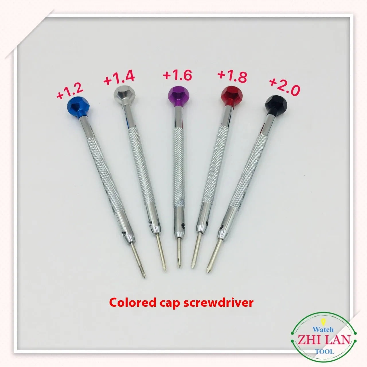 6-piece colour-coded watch repair screwdriver set with aluminium handles and spring steel cutter heads
