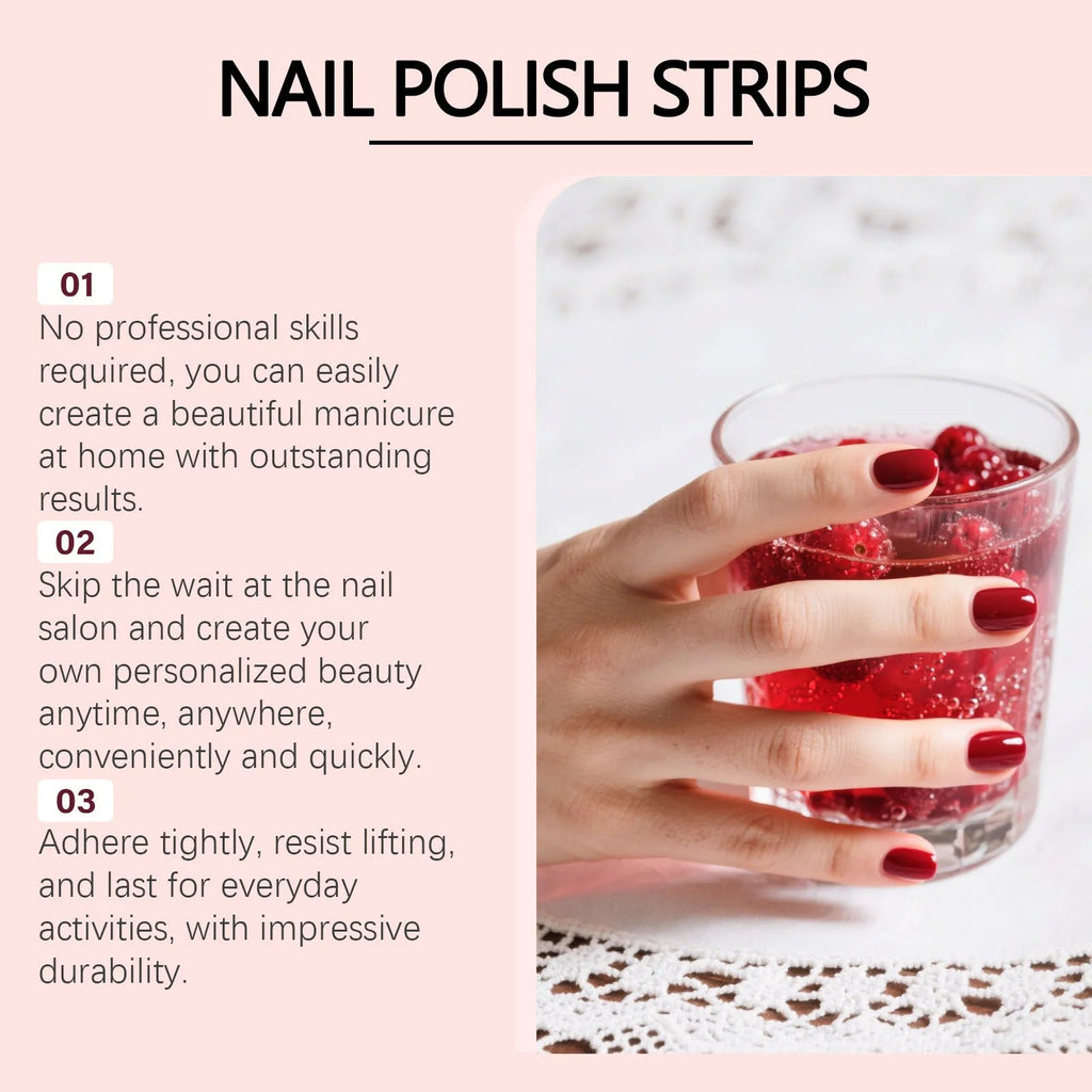 22-piece red waterproof nail stickers with polyurethane-based design for DIY nail art