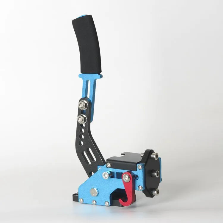 Linear handbrake for Logitech and Thrustmaster PC racing wheels in red, black, and blue colour options.
