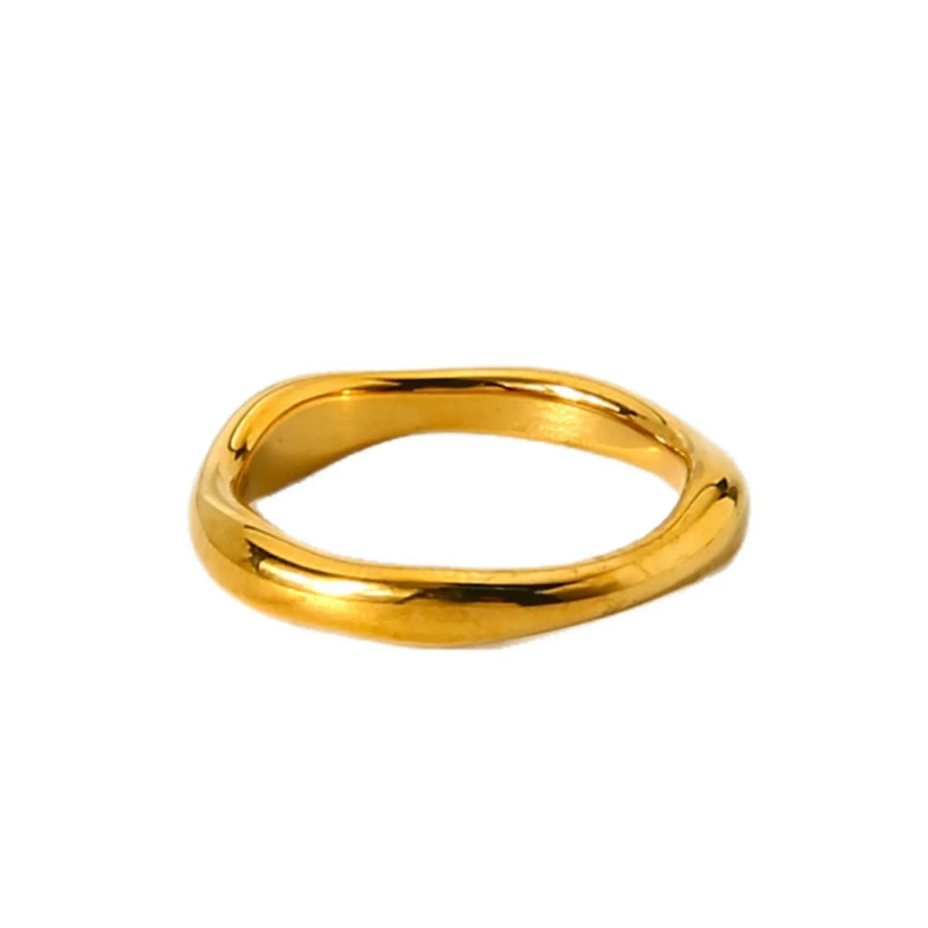 Stainless steel irregular wave ring with electroplated colour finish on hand