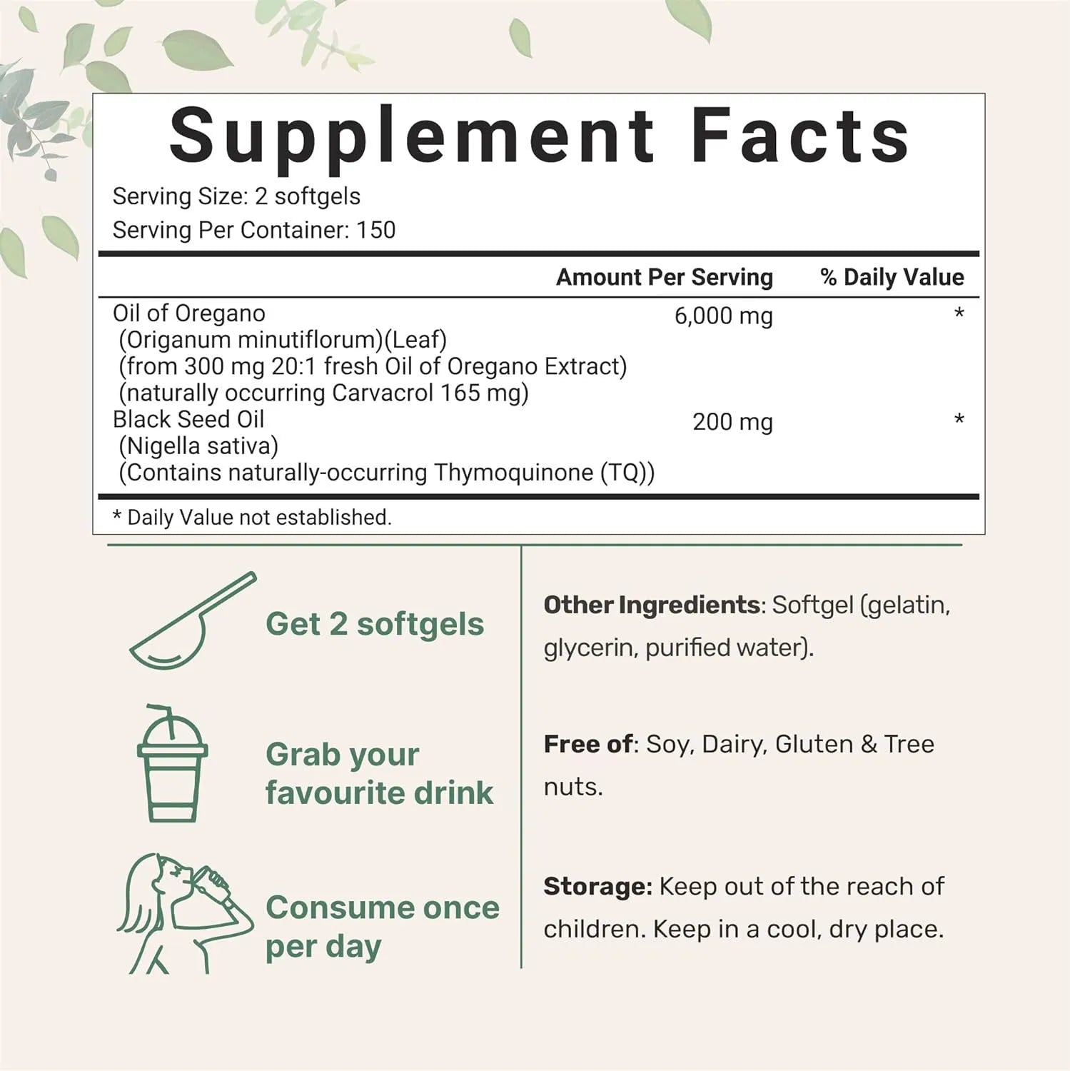 Bottle of Butter Black Seed Oil 1000mg softgel capsules for adult dietary supplement
