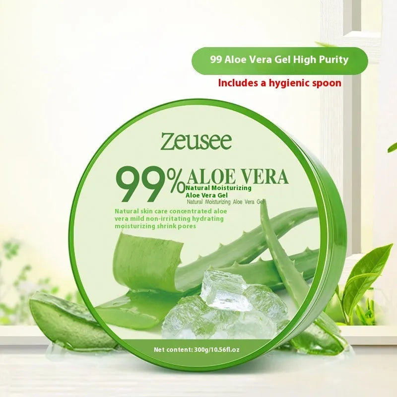 300g jar of 98% aloe vera gel for acne control and hydration with included application spoon