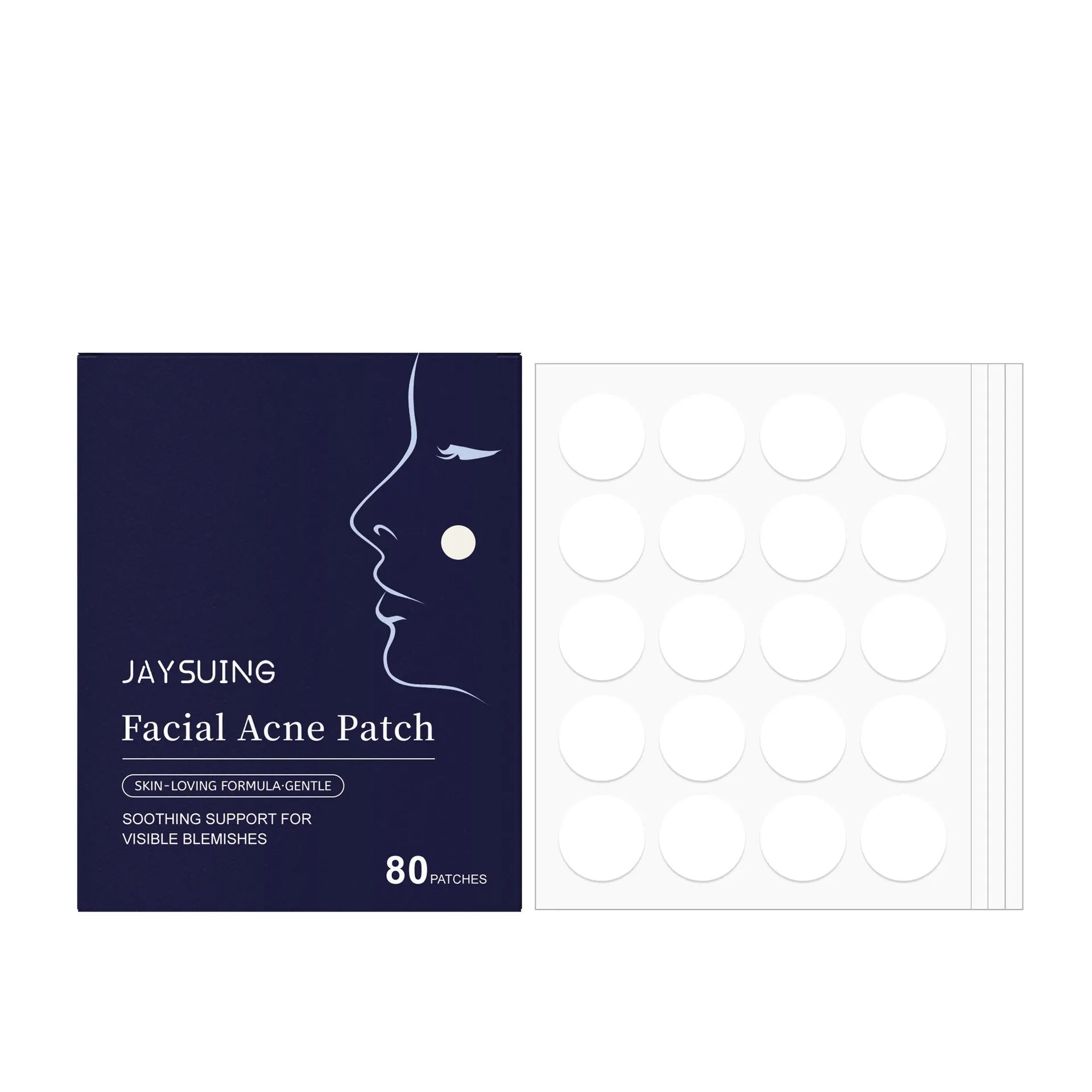 Pack of 80 hydrocolloid facial acne patches for spot treatment