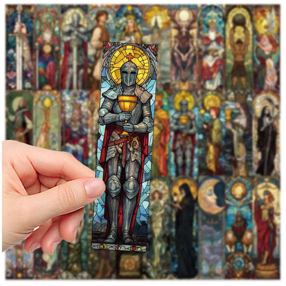 Set of 30 painted glass tarot bookmarks in cute homemade style, model QH389