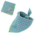 Plaid double sided cotton pet scarf in beige colour, 45x45cm, laid flat on surface