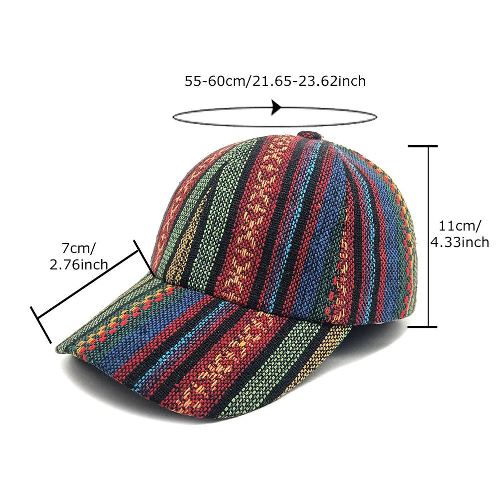 Women's bohemian baseball cap with dome crown in a choice of eight colours, size M.