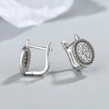 Diamond-encrusted round copper ear clip for women, geometric style, copper white gold plated