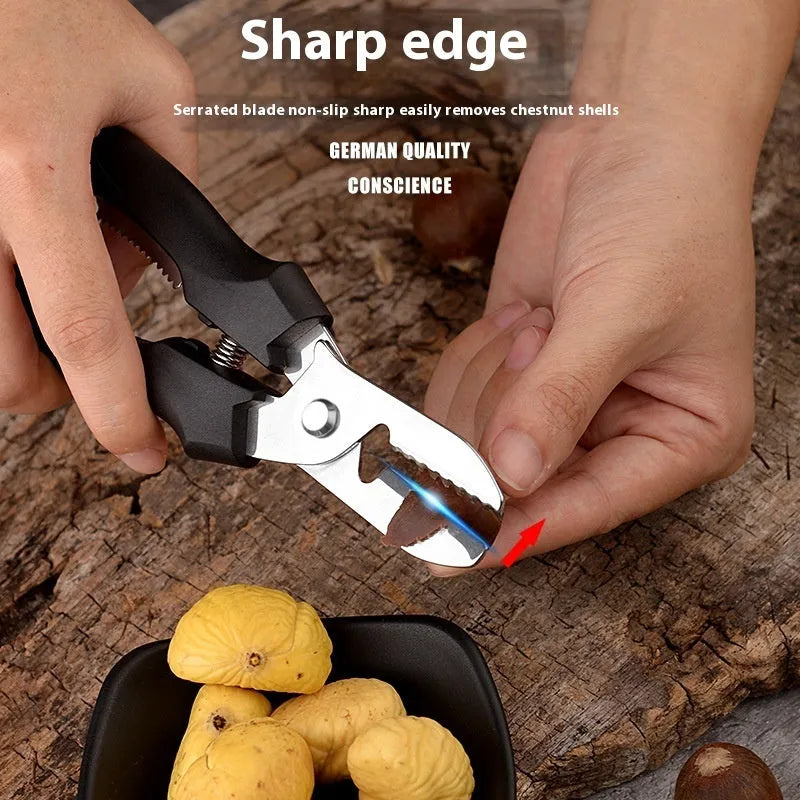 Black or brown stainless steel chestnut opening and peeling scissors kitchen tool