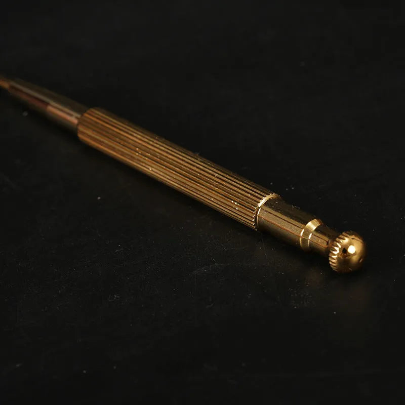 Brass elastic auricular points massage probe pen in yellow for health massage use