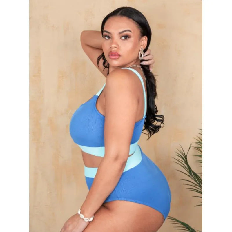 Women's high waist bikini with split hip design in polyester fabric
