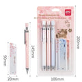 0.5mm cartoon automatic pencil set with three HB pencils and refill boxes in mixed colours