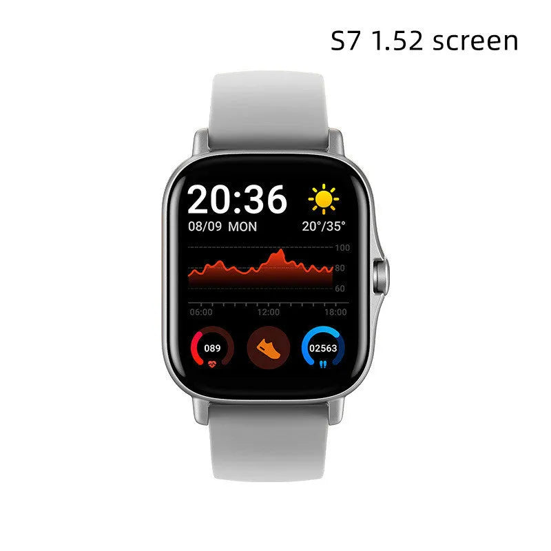 GT20 smart Bluetooth watch with alloy case and silicone strap showing heart rate monitoring on screen.