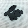 3D stereo rabbit metal car logo in zinc alloy, large 6.7 cm and small 4.7 cm sizes, colour option 1