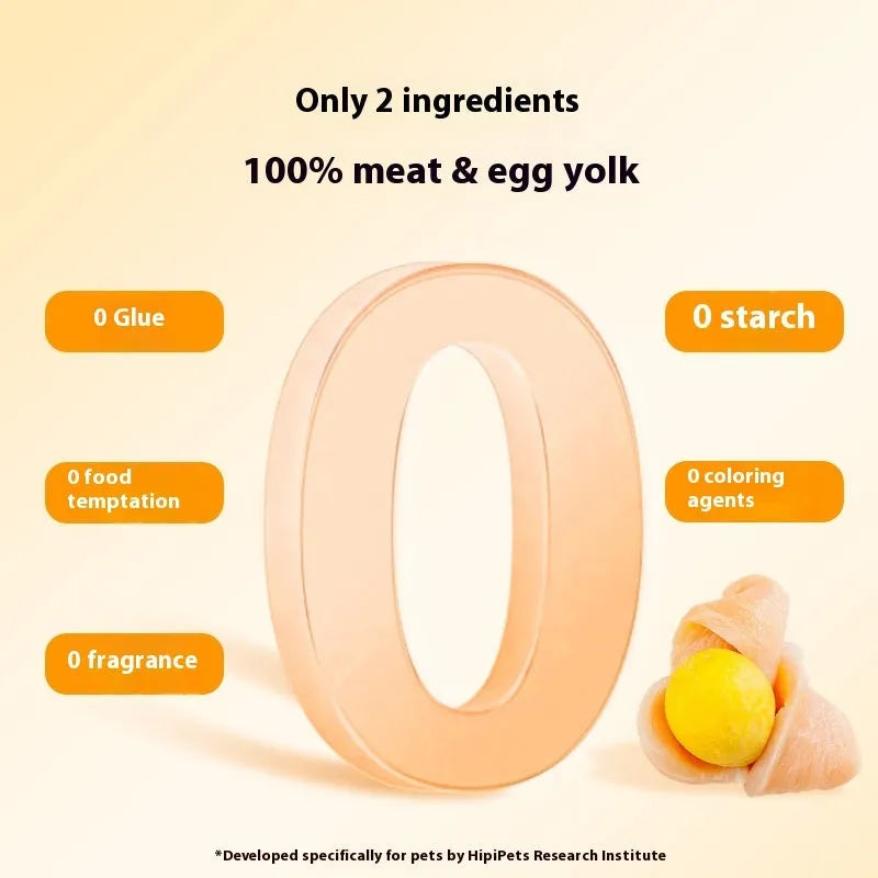 Dog snack egg yolk chicken duck meat small molar training reward food piece on surface