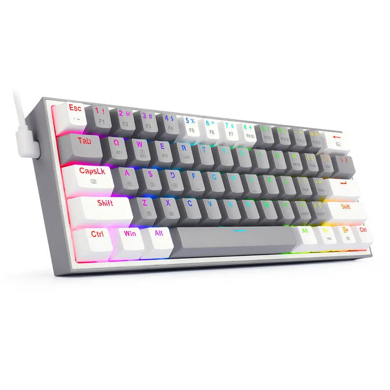 Wireless Bluetooth 61 key mechanical keyboard with RGB backlight in greywhite colour option